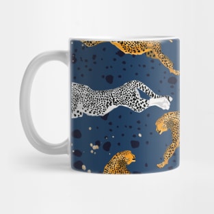 Preppy Leaping Cheetah Navy Blue Mug